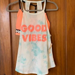 No Boundaries Juniors' High Neck Tank w Sports Bra